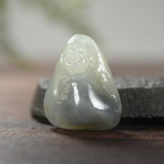 疆友 孤品 和田玉青花籽料笑佛吊坠 女生礼物 弥勒佛挂件 14克